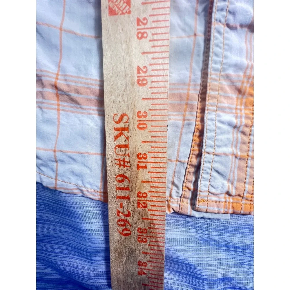 LL Bean Mens Technical Fishing Shirt Orange Plaid Vented L 299518
